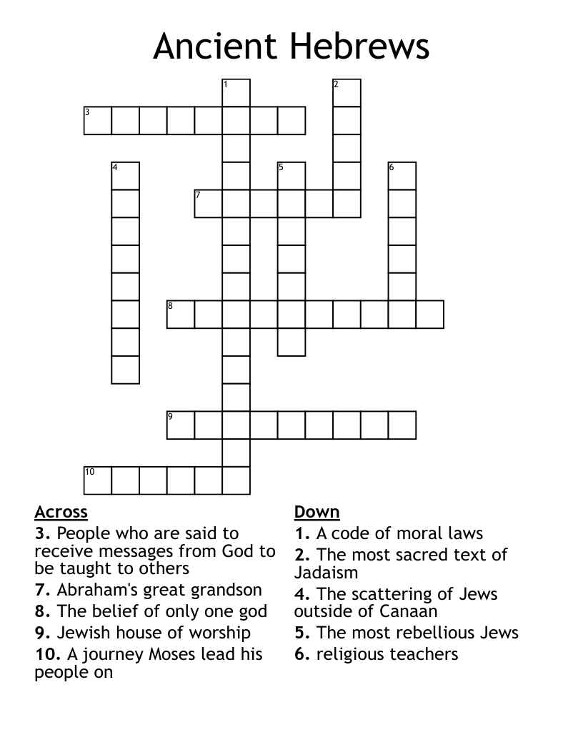 Ancient Hebrews Crossword