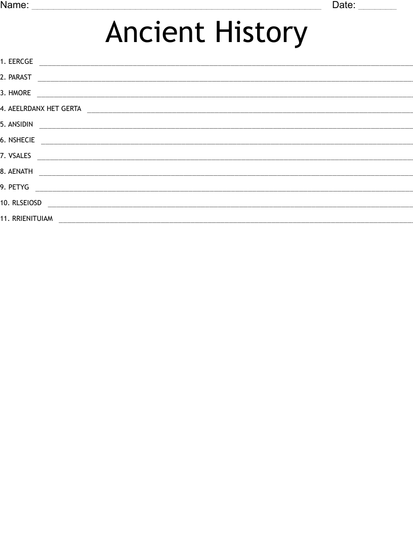 Ancient History Word Scramble