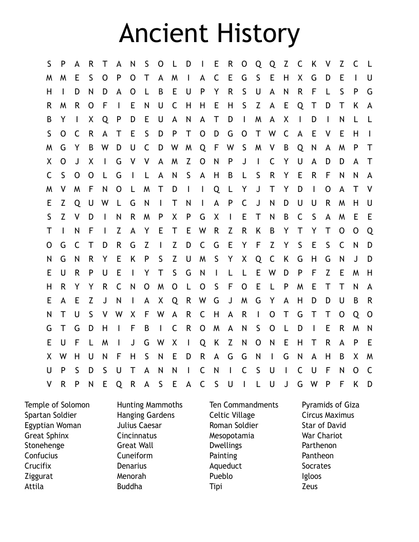 Ancient History Word Search