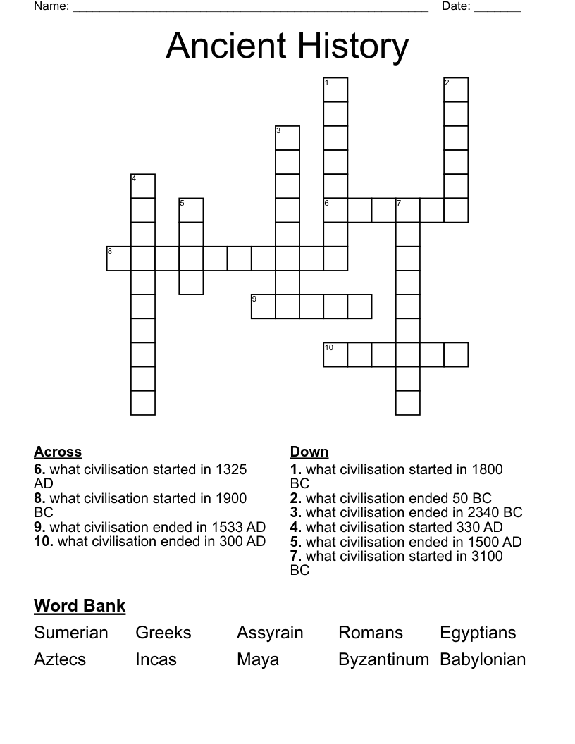 Ancient History Crossword