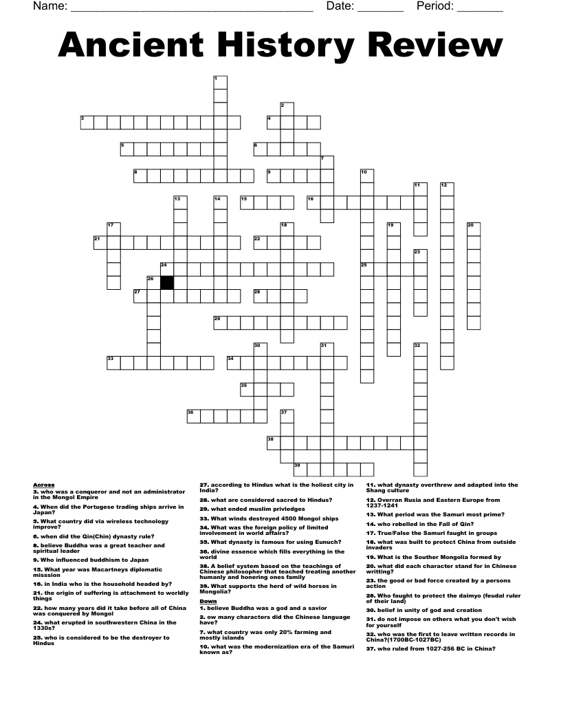 Ancient History Review Crossword