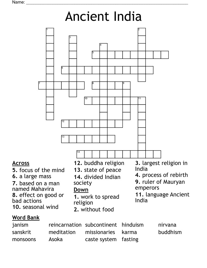 Ancient India Crossword