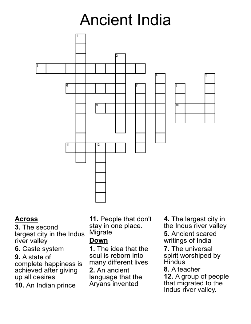 Ancient India Crossword