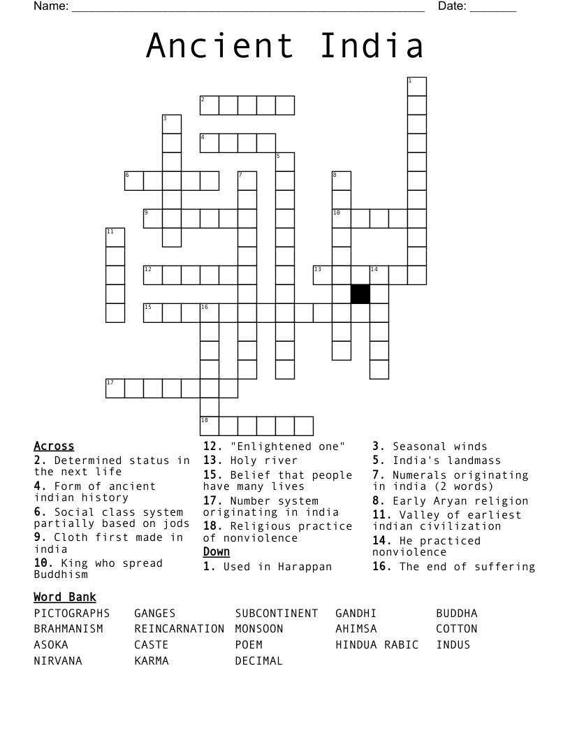Ancient India Crossword