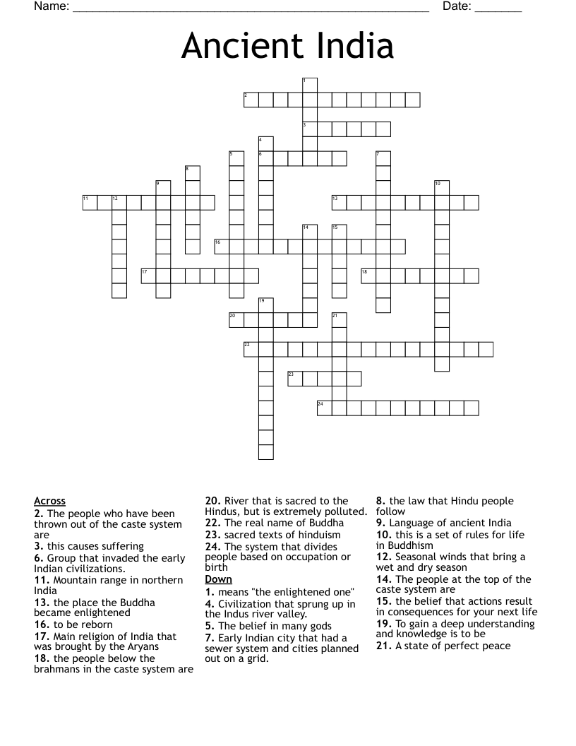 Ancient India Crossword