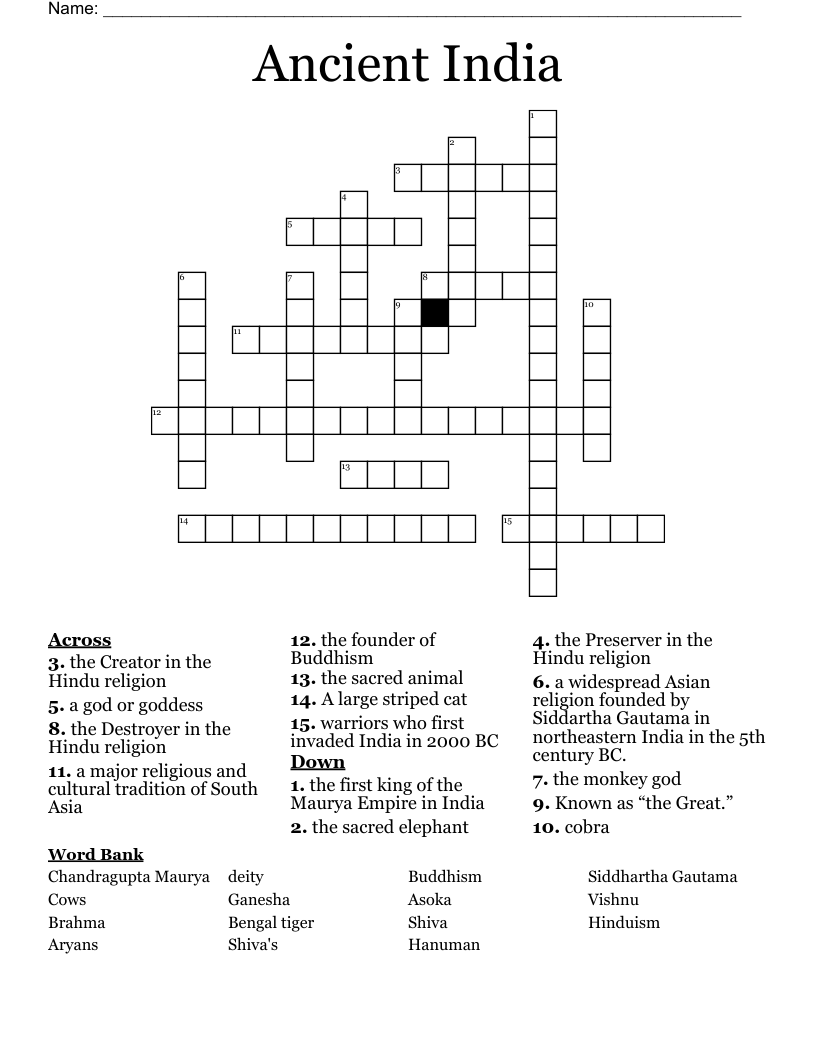 Ancient India Crossword