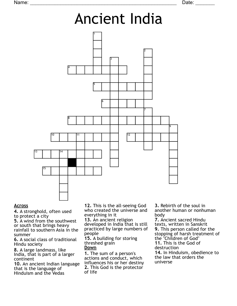 Ancient India Crossword