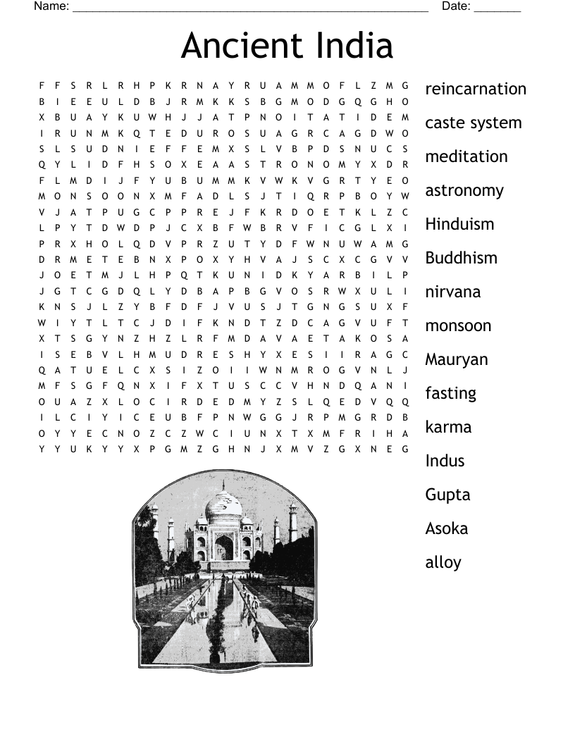 Ancient India Word Search
