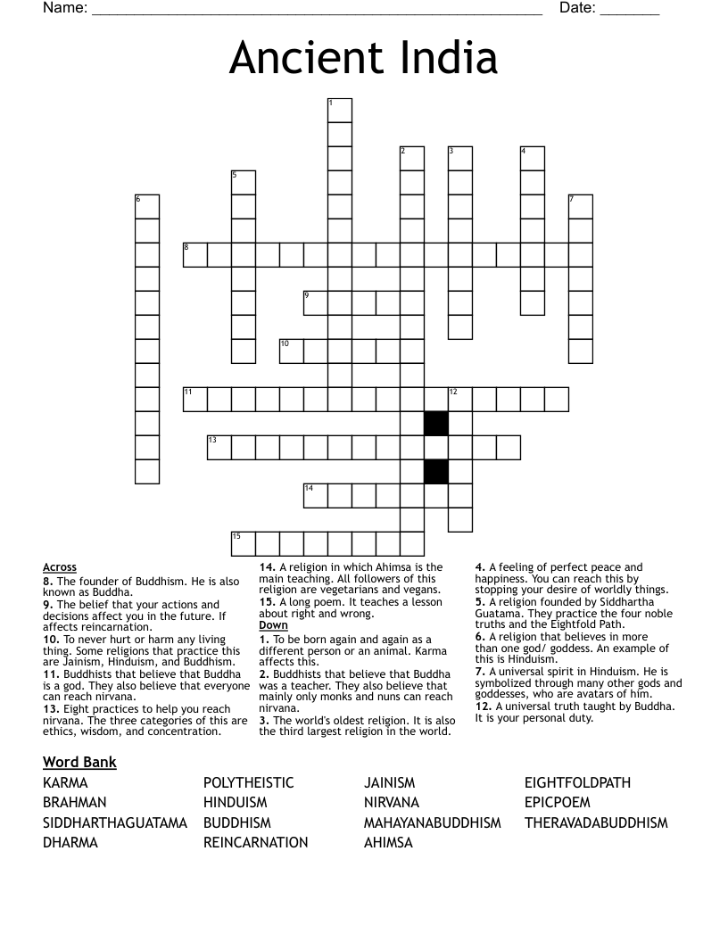 Ancient India Crossword