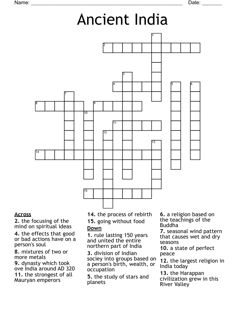 Ancient India Crossword