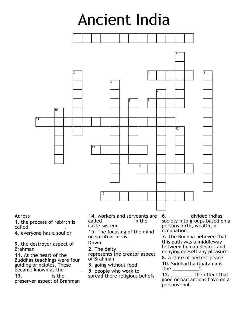 Ancient India Crossword