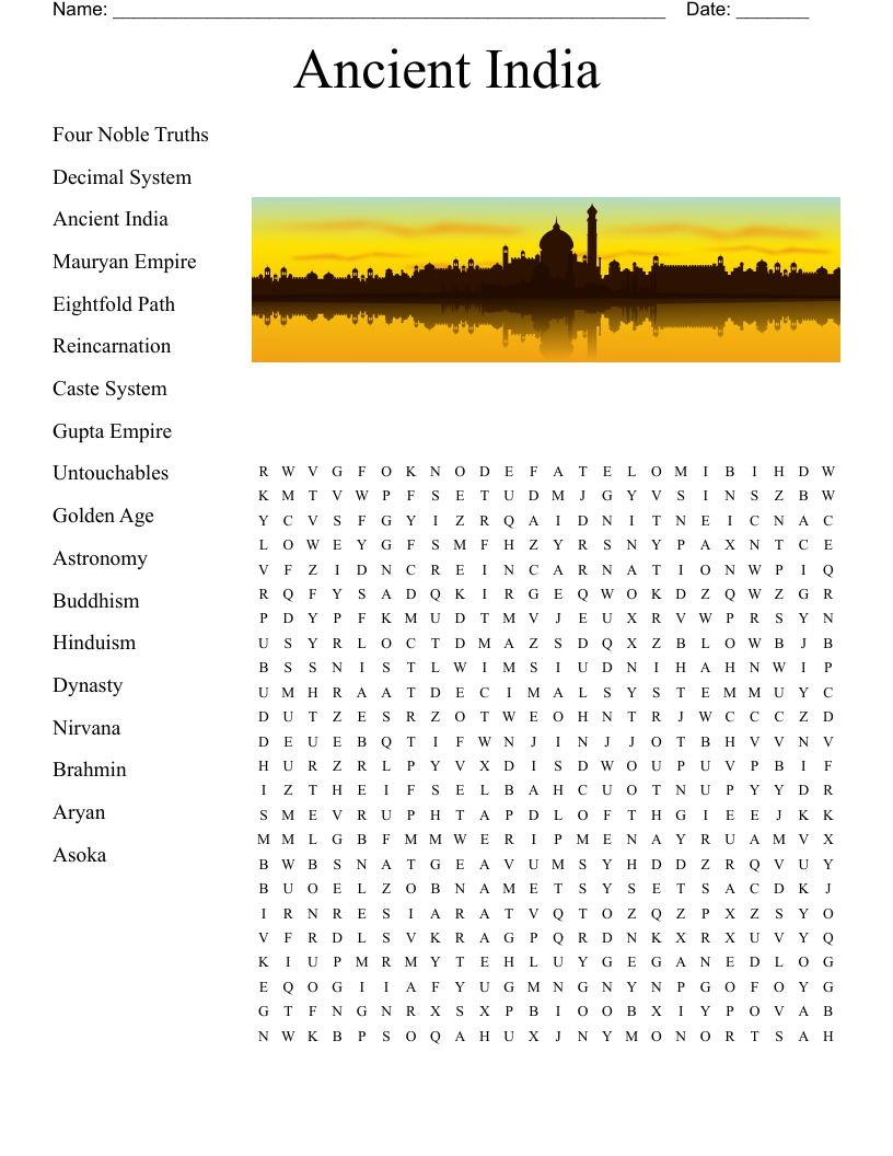 Ancient India Word Search