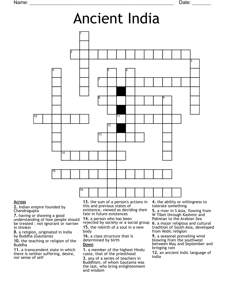Ancient India Crossword