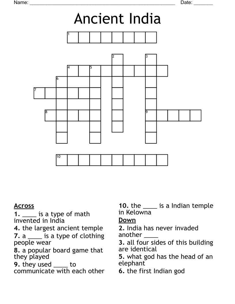 Ancient India Crossword