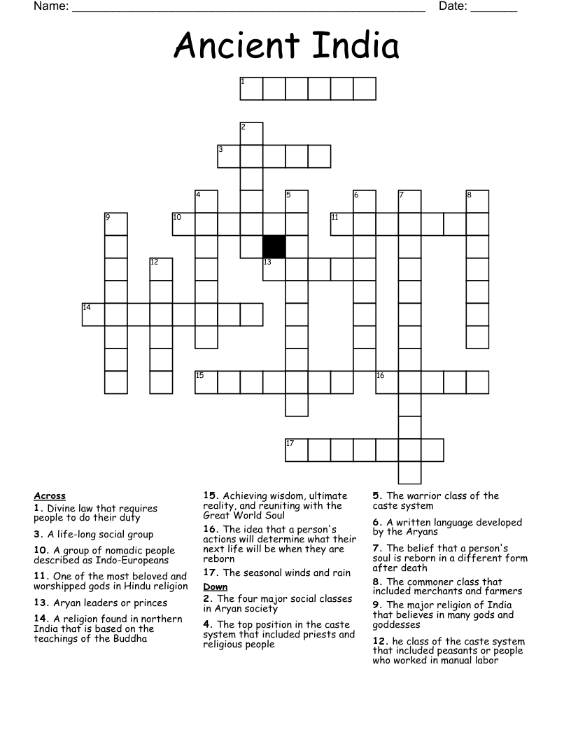 Ancient India Crossword
