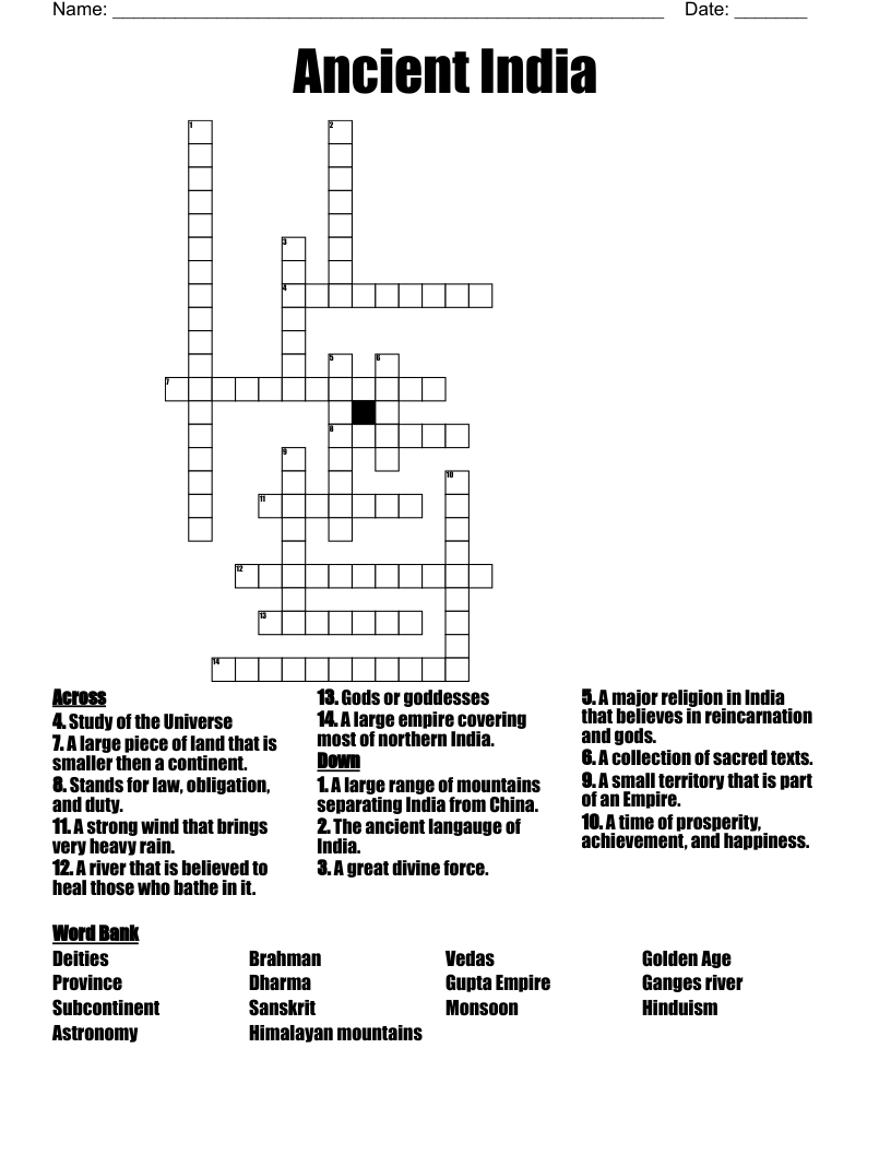 Ancient India Crossword