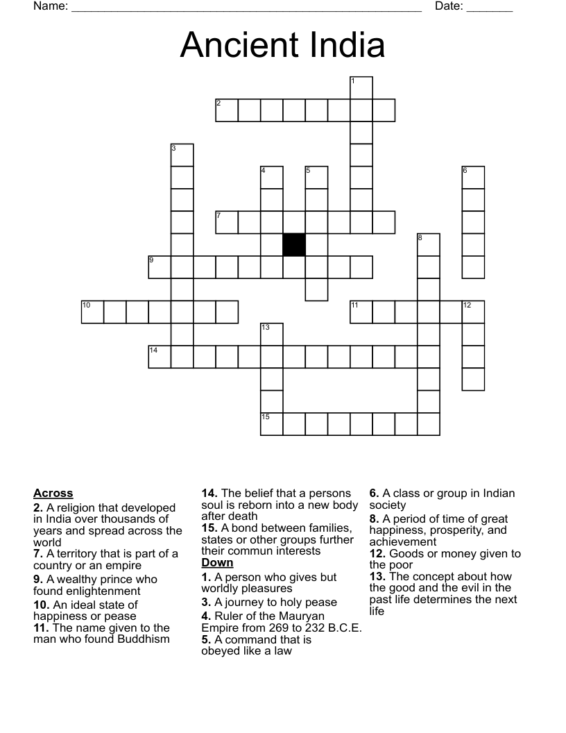 Ancient India Crossword