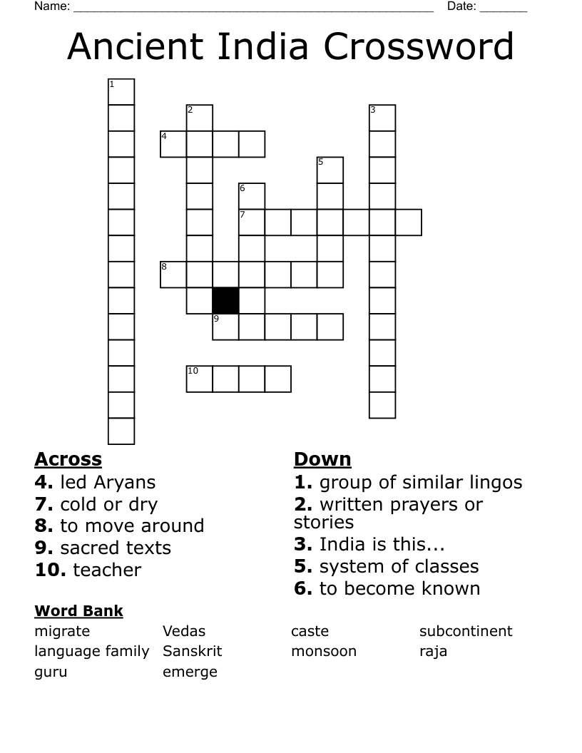Ancient India Crossword