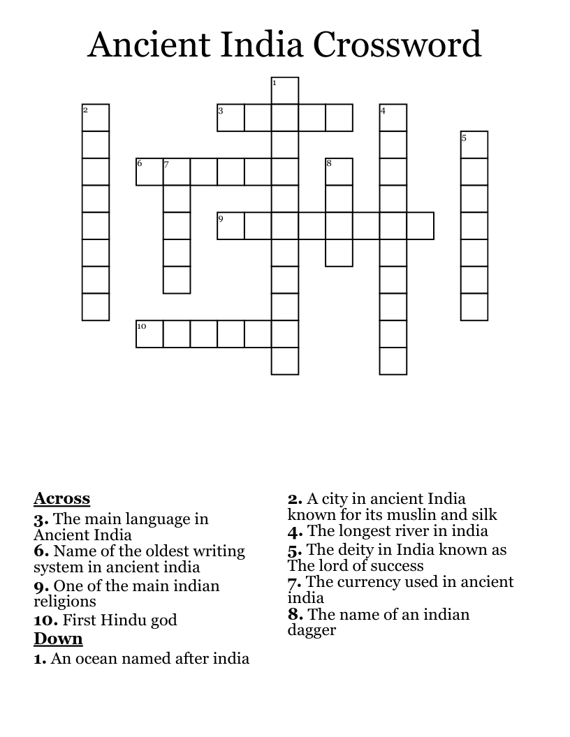 Ancient India Crossword