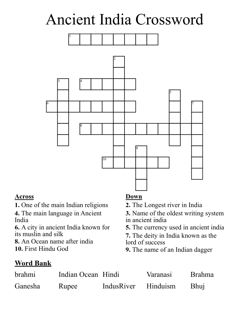 Ancient India Crossword