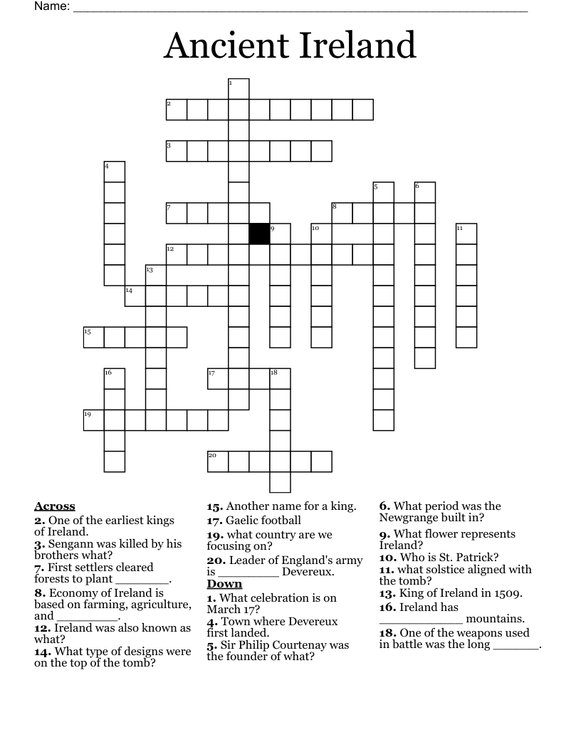 Ancient Ireland Crossword