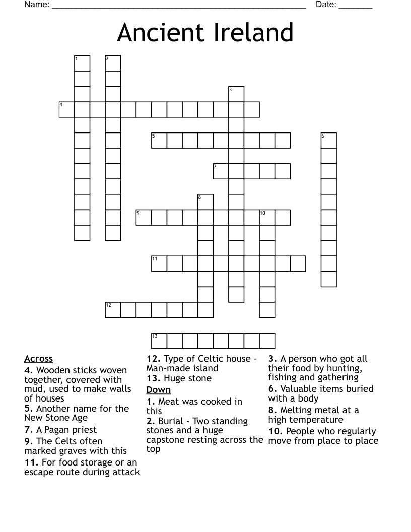 Ancient Ireland  Crossword