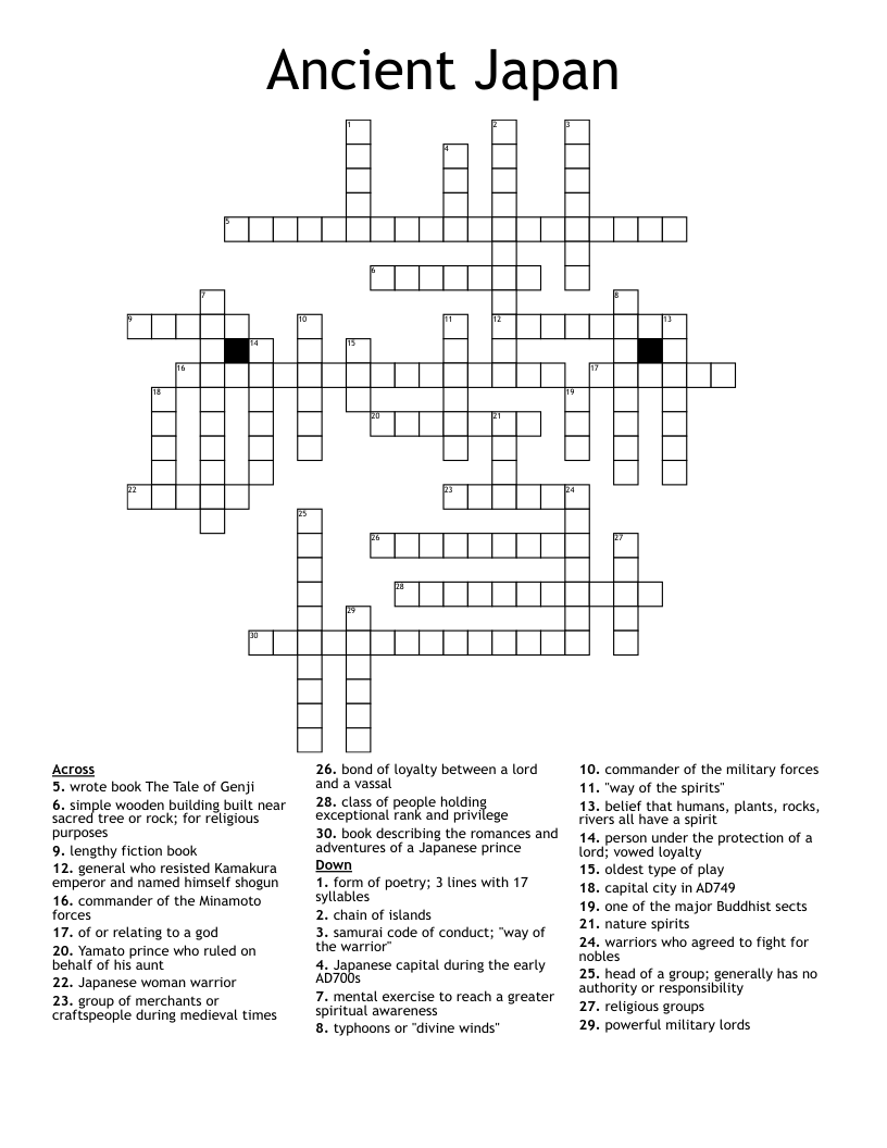 Ancient Japan Crossword