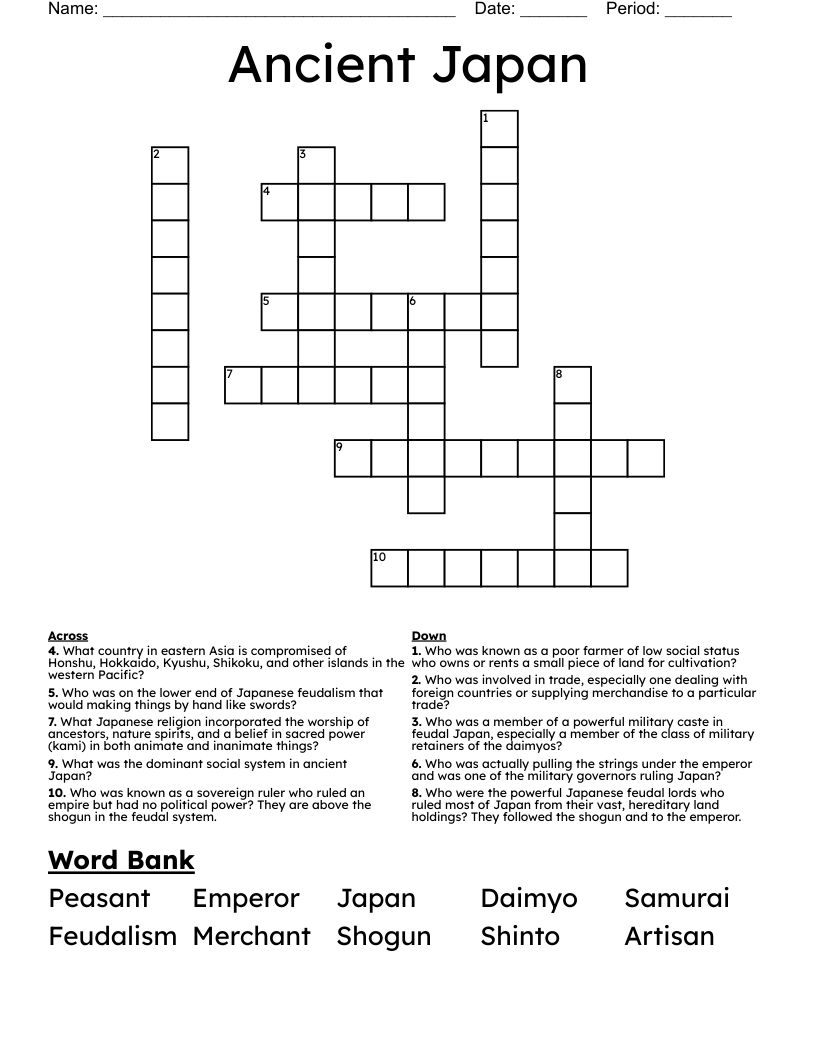Ancient Japan Crossword