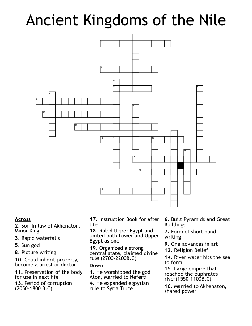 Ancient Kingdoms of the Nile Crossword