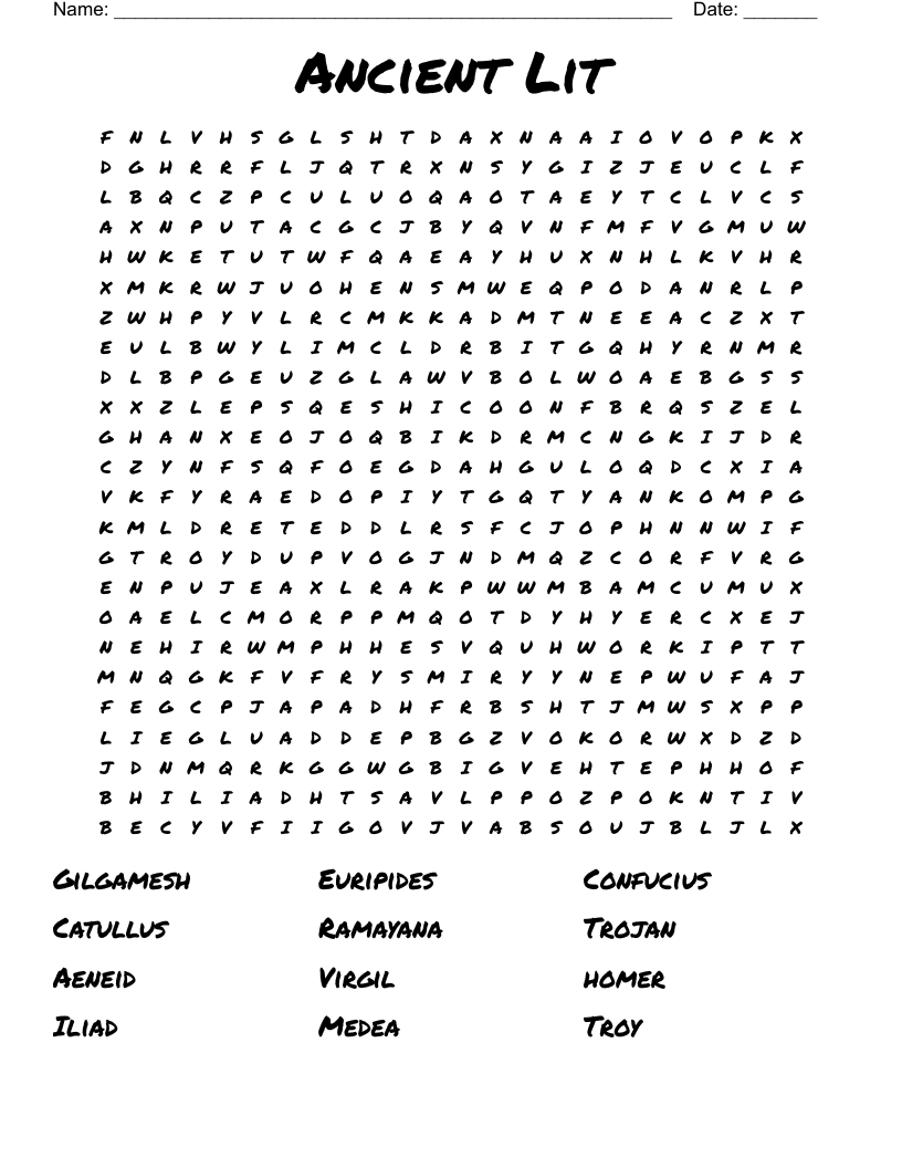 Ancient Lit Word Search