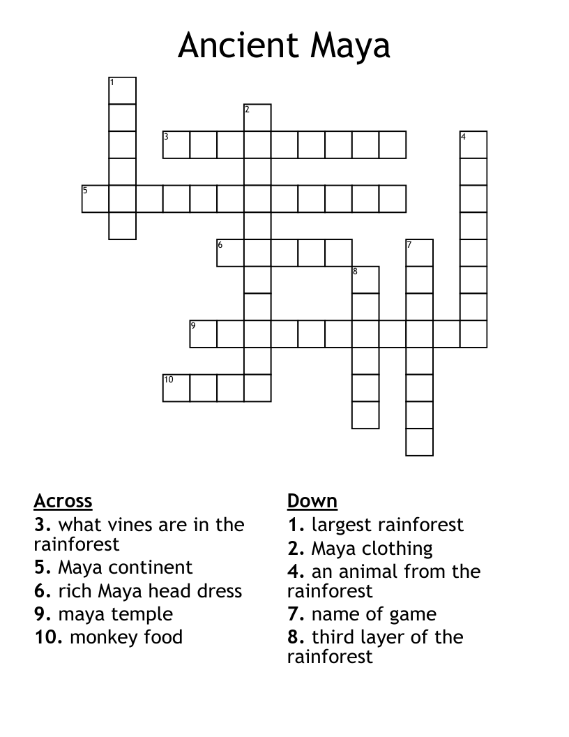 Ancient Maya Crossword