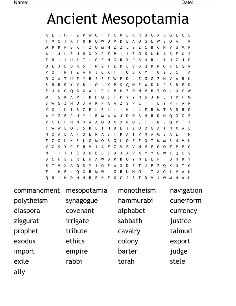 Ancient Mesopotamia Word Search