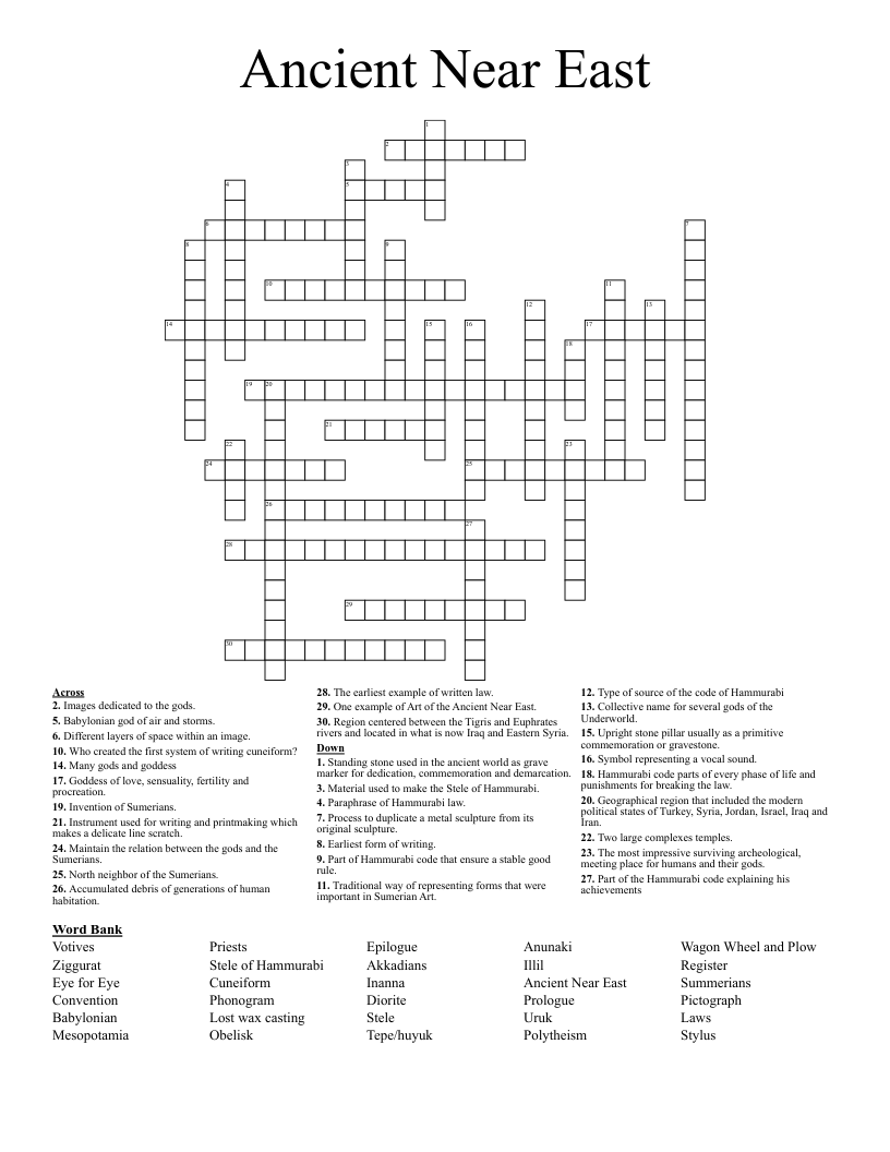 Ancient Near East  Crossword