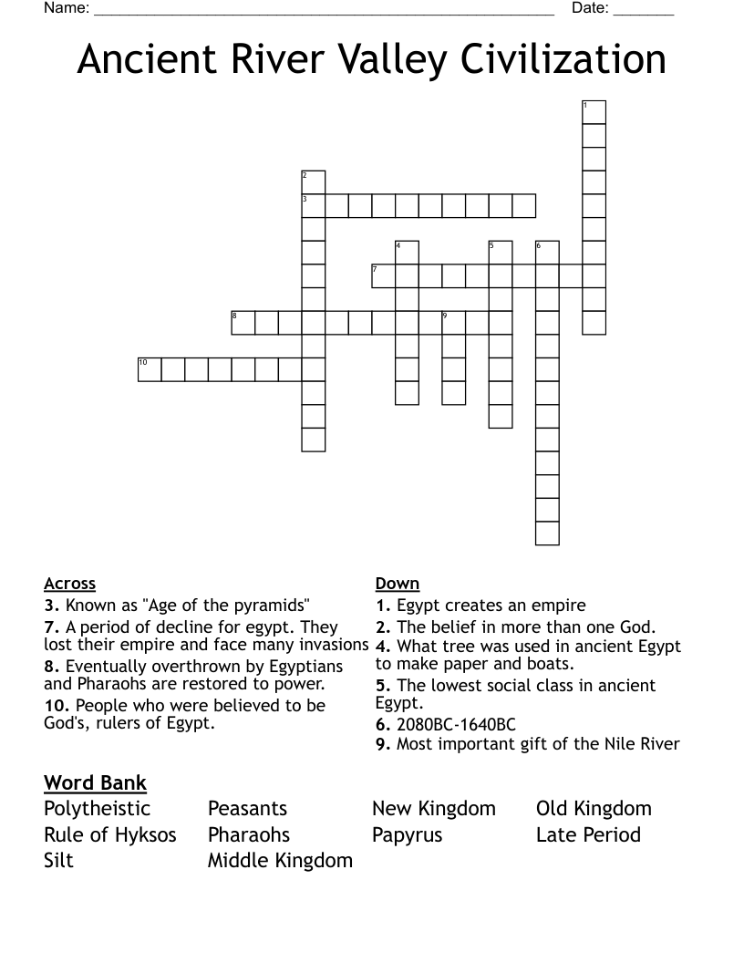 Ancient River Valley Civilization Crossword