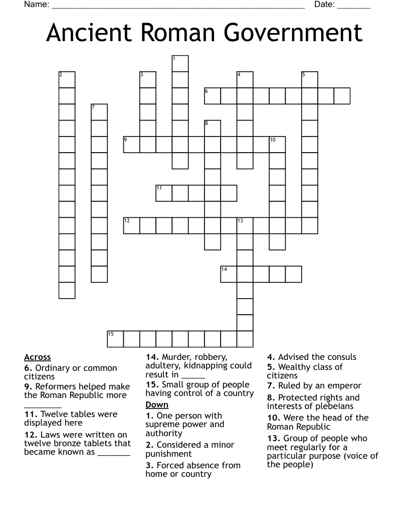 Ancient Roman Government  Crossword