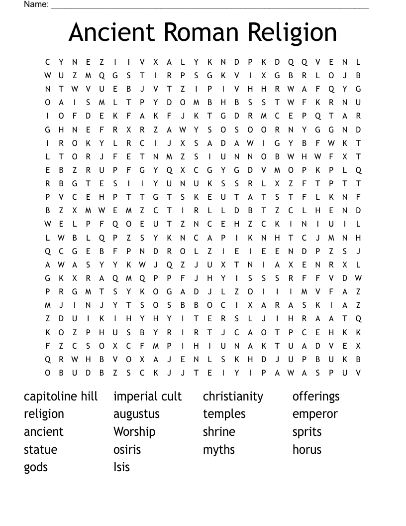 Ancient Roman Religion  Word Search