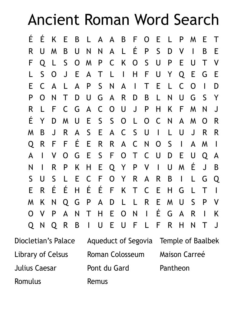 Ancient Roman Word Search 