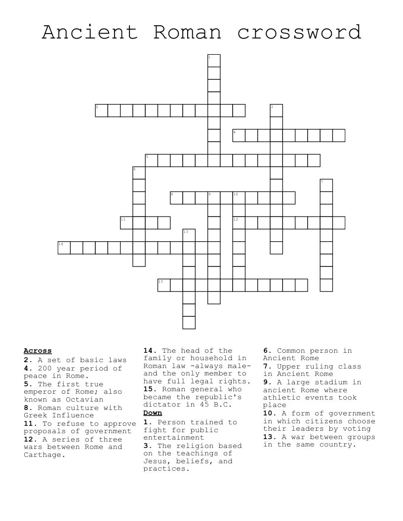 Ancient Roman crossword