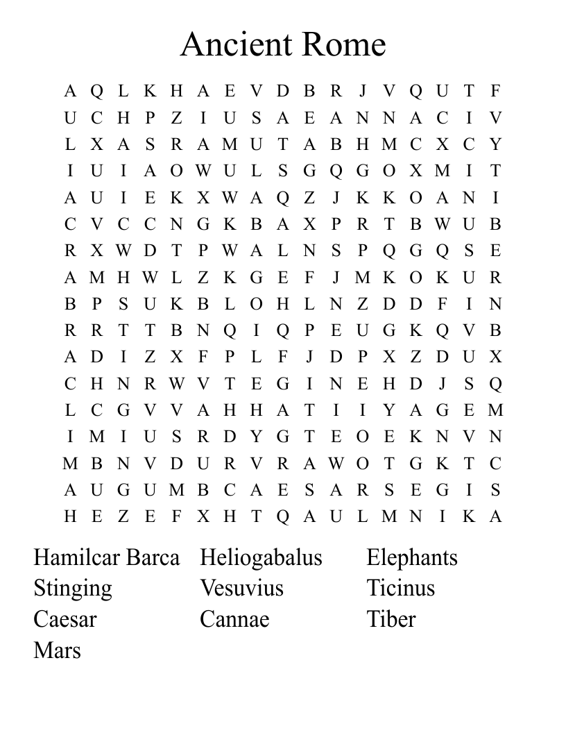 Ancient Rome Word Search
