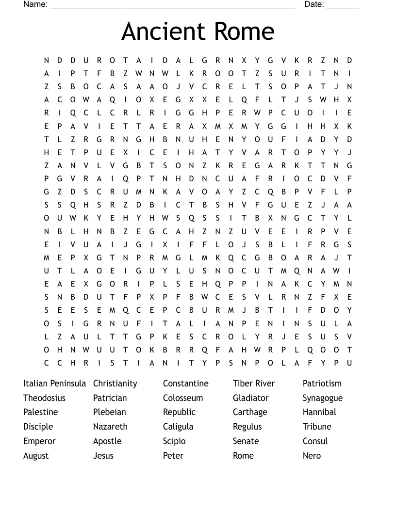 Ancient Rome Word Search