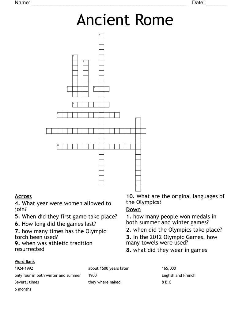 Ancient Rome Crossword