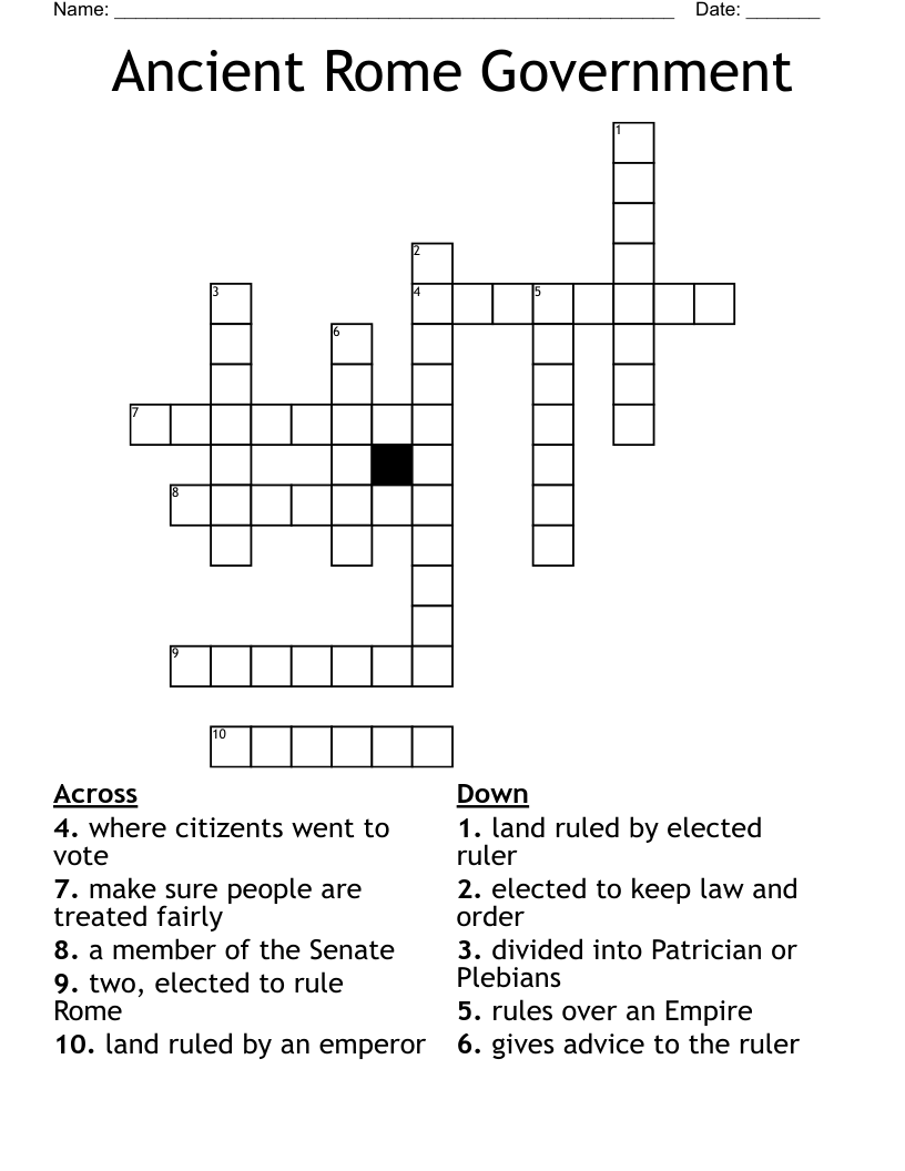 Ancient Rome Government Crossword