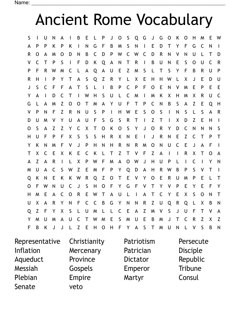 Ancient Rome Vocabulary Word Search