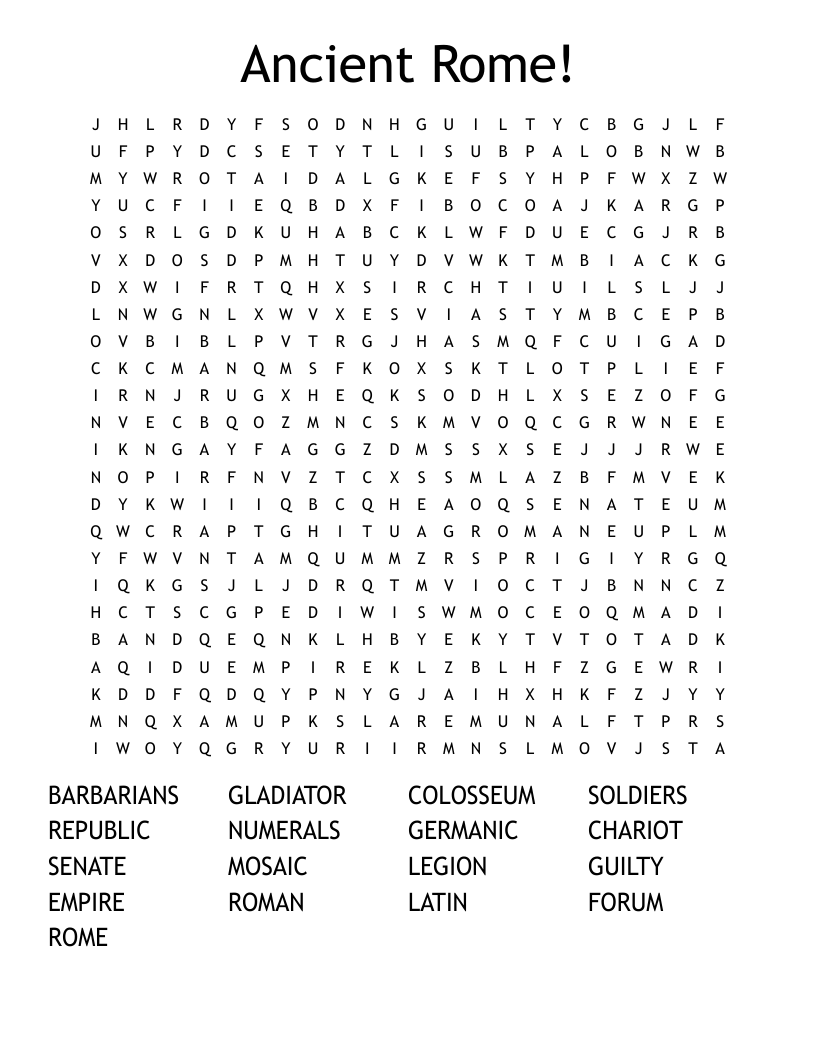 Ancient Rome!  Word Search