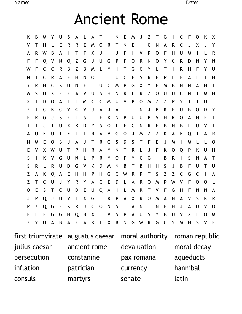 Ancient Rome  Word Search