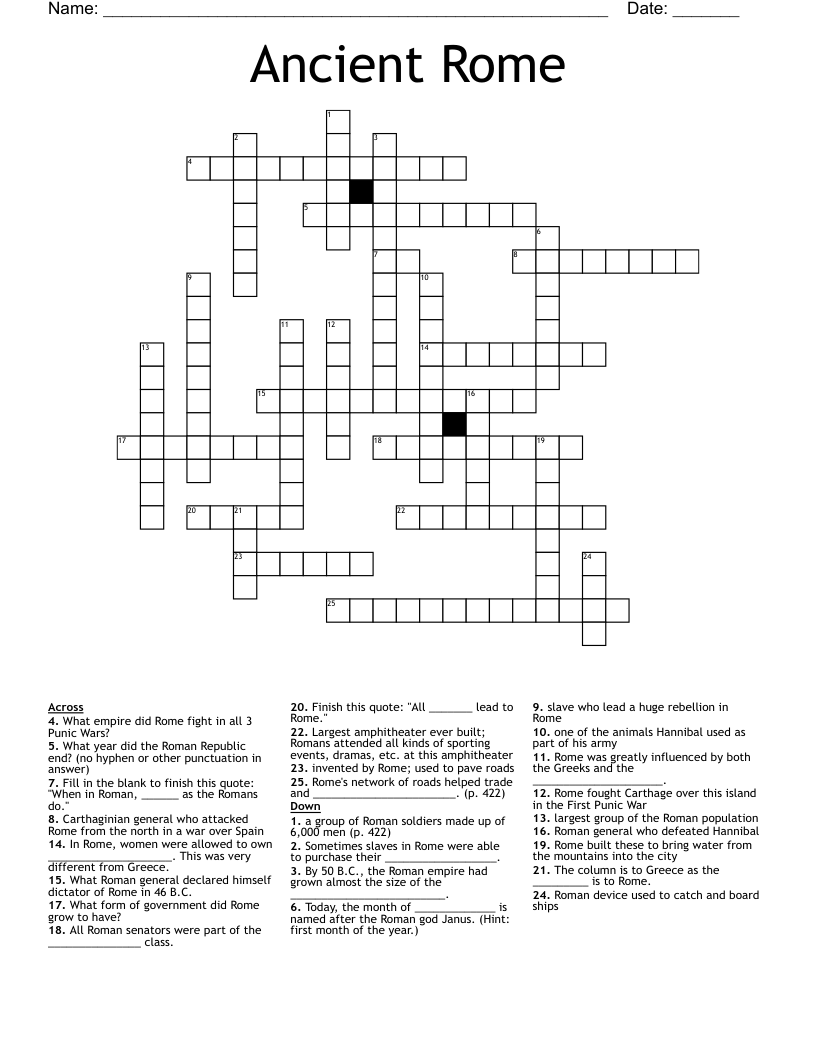 Ancient Rome  Crossword