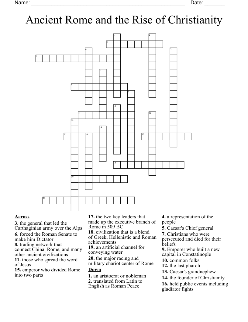 Ancient Rome and the Rise of Christianity Crossword