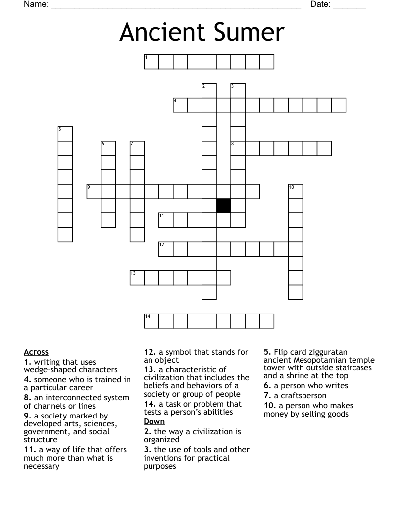 Ancient Sumer Crossword