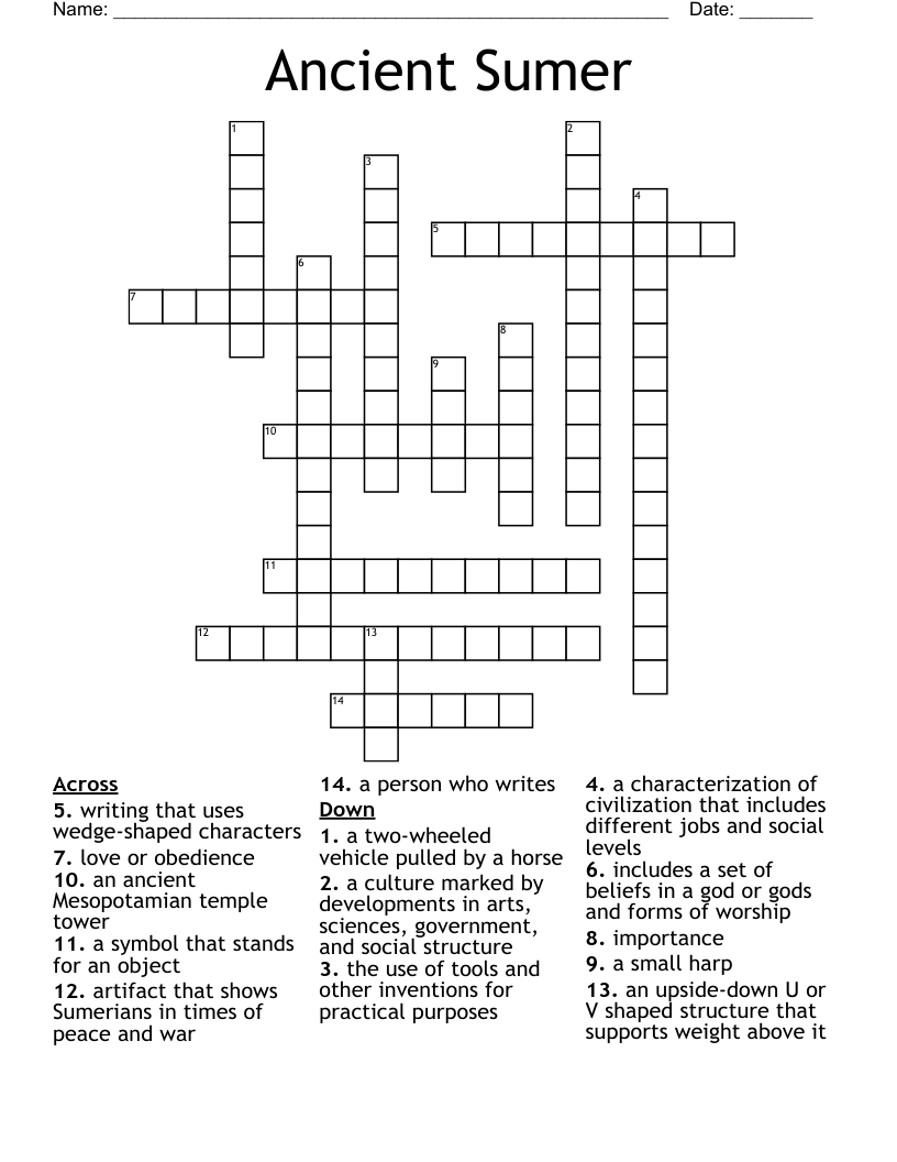 Ancient Sumer  Crossword