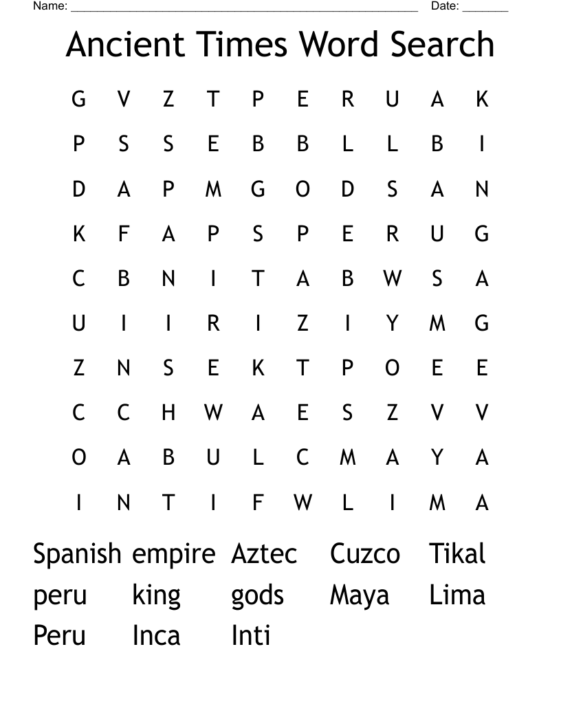 Ancient Times Word Search